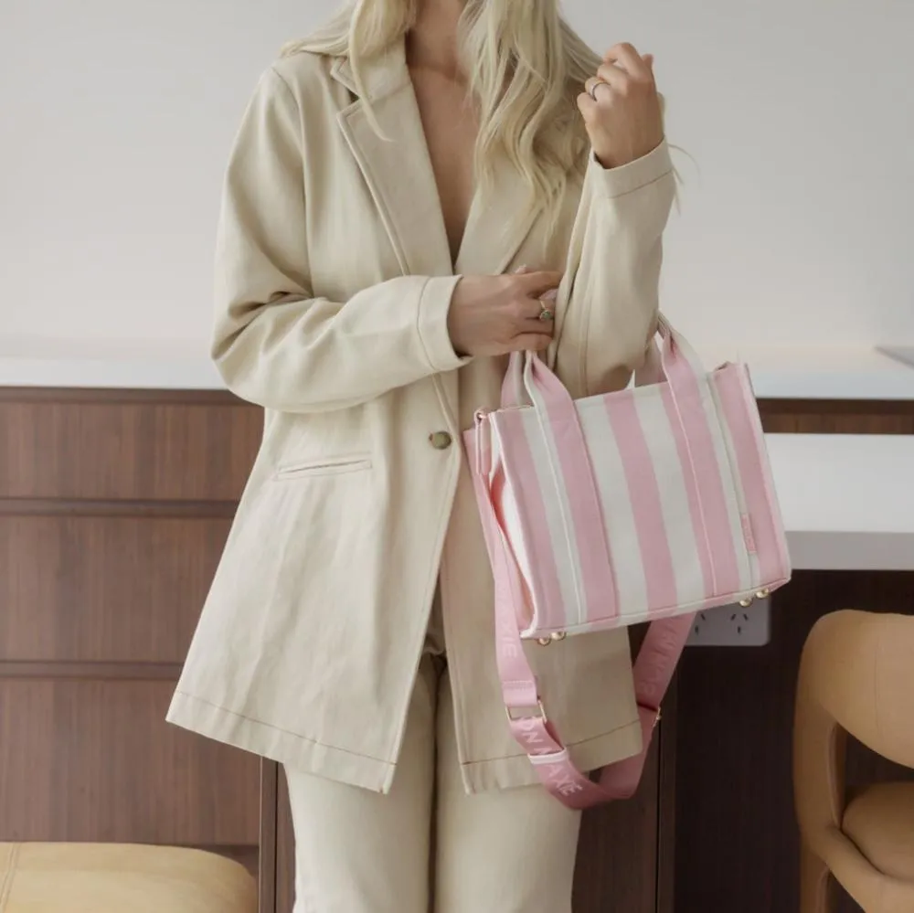 Micro Bon Vivant Structured Tote Bag -- Blush Stripe