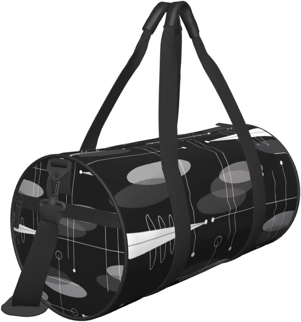 Mid-Century Atomic Space Age Round Travel Duffel Bag Large Capacity Gym Sports Bags for Hiking Vacation Trips