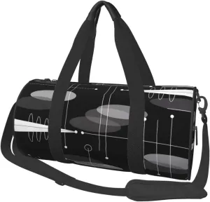 Mid-Century Atomic Space Age Round Travel Duffel Bag Large Capacity Gym Sports Bags for Hiking Vacation Trips