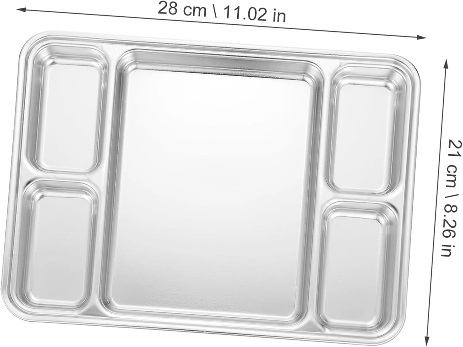 Mikinona 1pc Stainless Steel Divided Dinner Plate Compartment Food Serving Dish for Home Restaurant and Office Use Easy to Clean for Portion Control and Meal Prep
