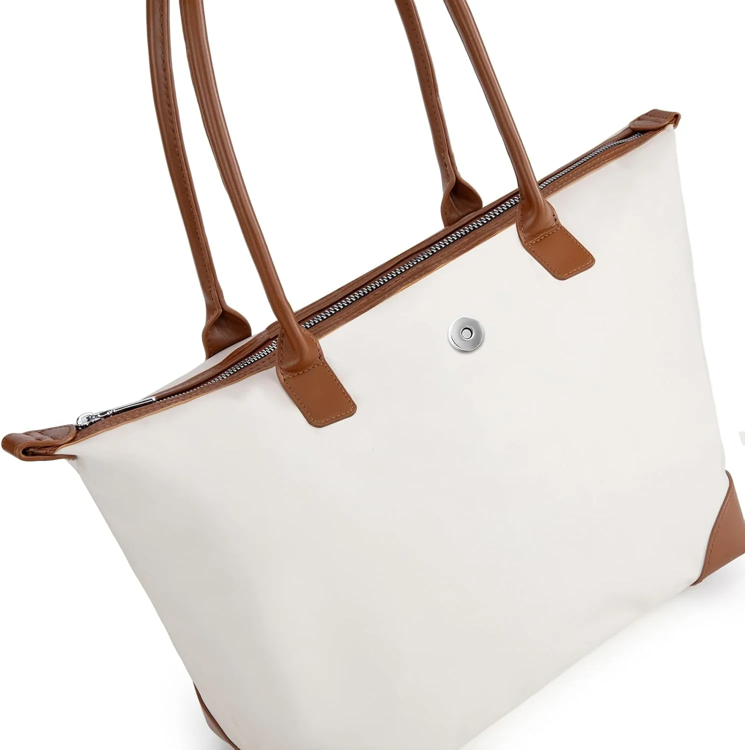 Milan Chiva Nylon Tote Bag for Women Large Shoulder Bag with Zipper Lightweight Foldable Work Tote