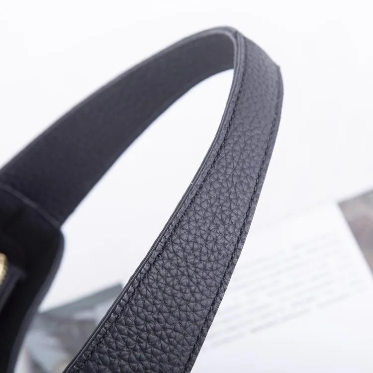 Mini Buckle Top Handle bag | Curved Underarm Bag In Leather _ Black