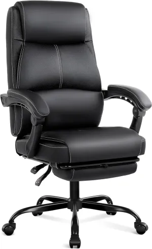 Misolant Big and Tall Office Chair with Footrest, High Back Desk Chair with Linkage Armrest, 90-155° Recline Executive Computer Chairs with Adjustable Height for Home