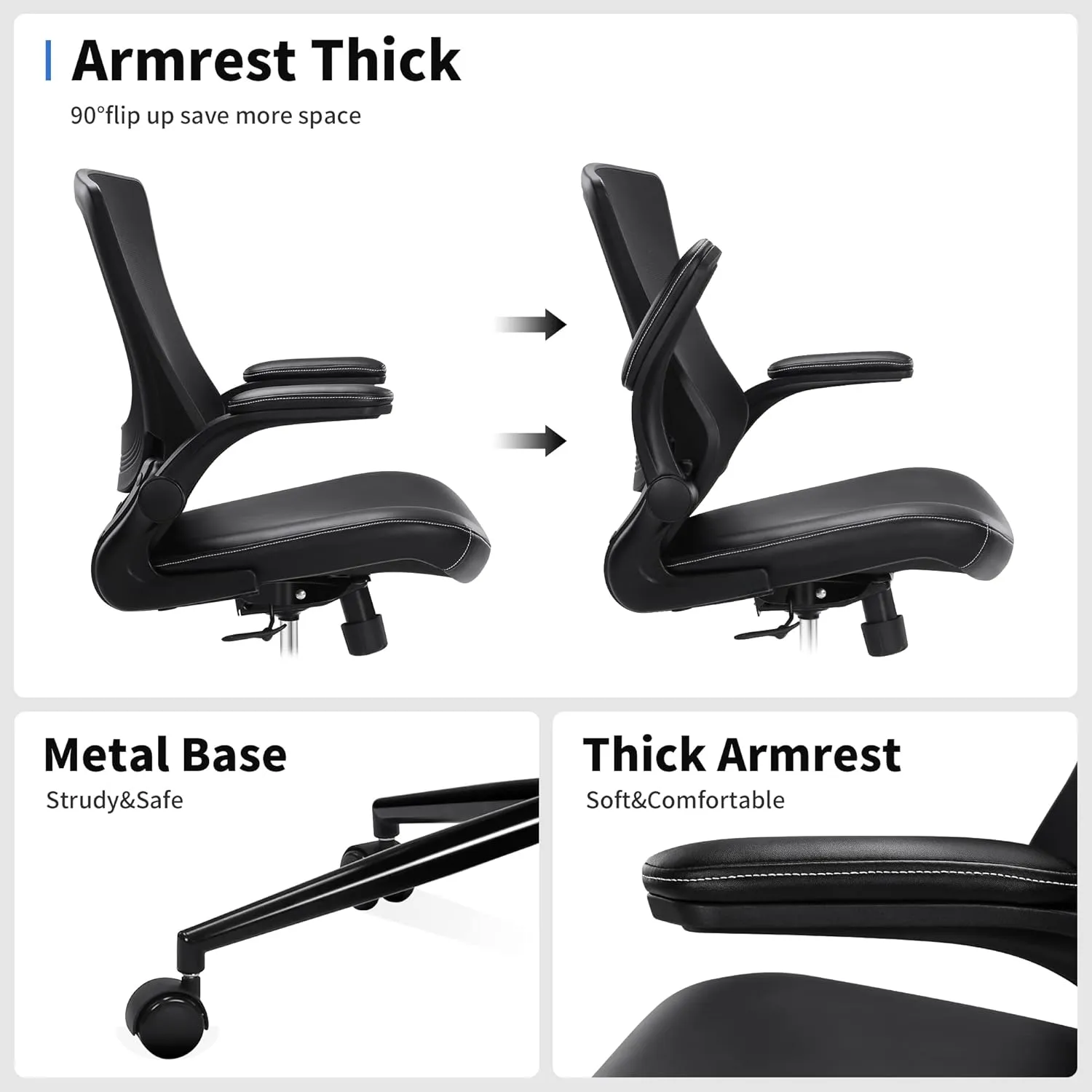 Misolant Tall Office Chair for Standing Desk, Drafting Chair with Foot Ring, PU Leather Recline High Office Tall Desk Chair with Adjustable Lumbar Support