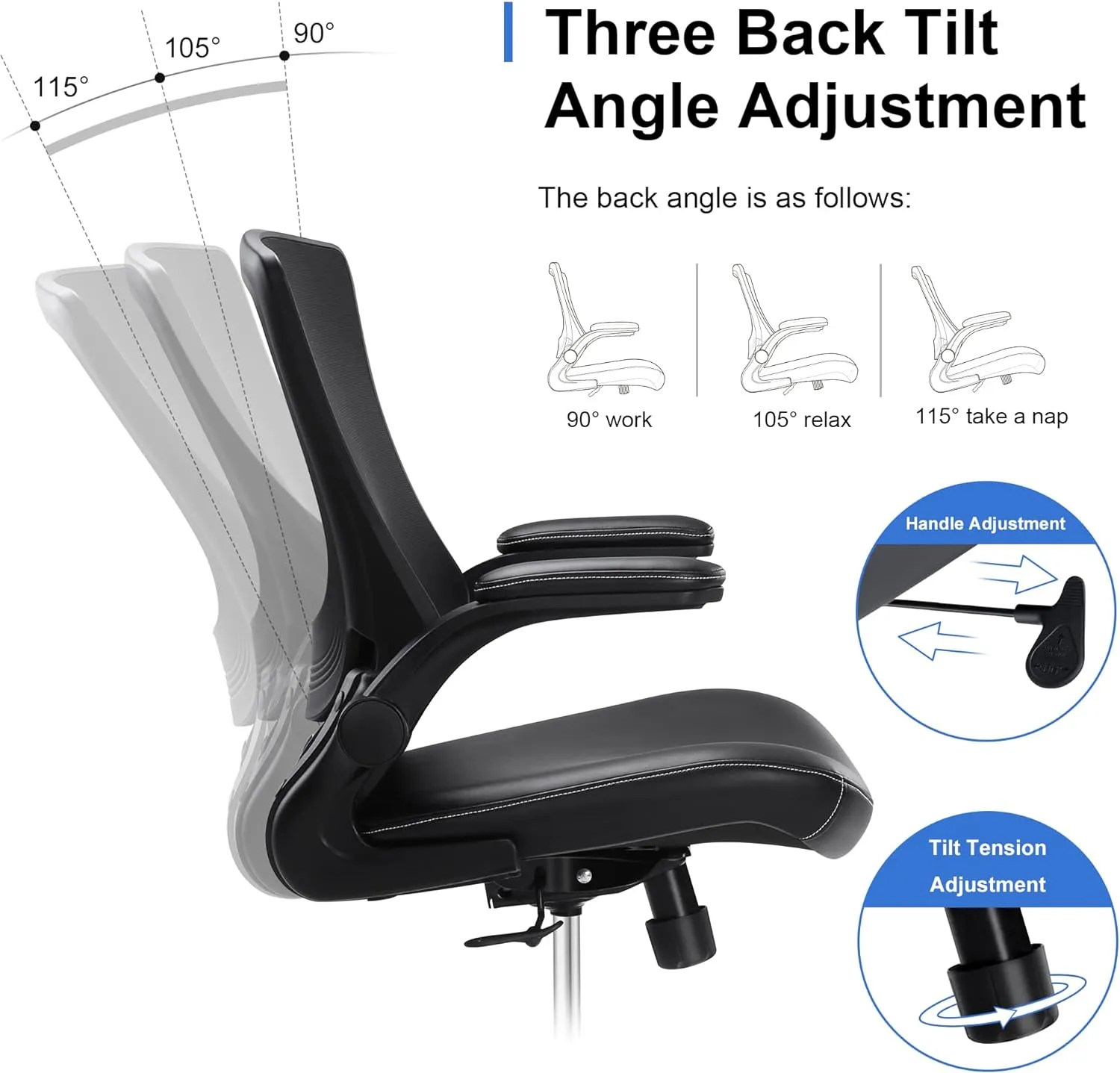Misolant Tall Office Chair for Standing Desk, Drafting Chair with Foot Ring, PU Leather Recline High Office Tall Desk Chair with Adjustable Lumbar Support