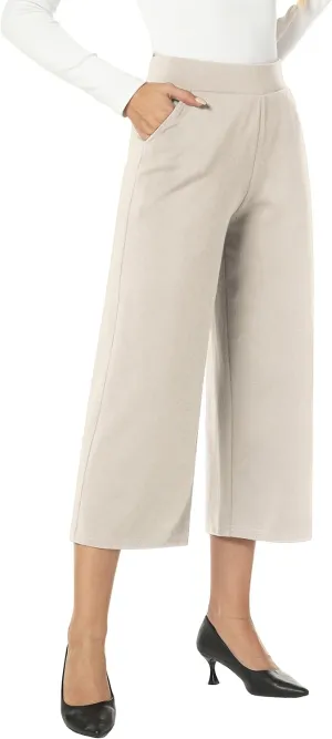 MISS MOLY Women's Wide Leg Pants Business Crop Palazo Dress Pants Capris Culotte Stretch Pull On Work Pants