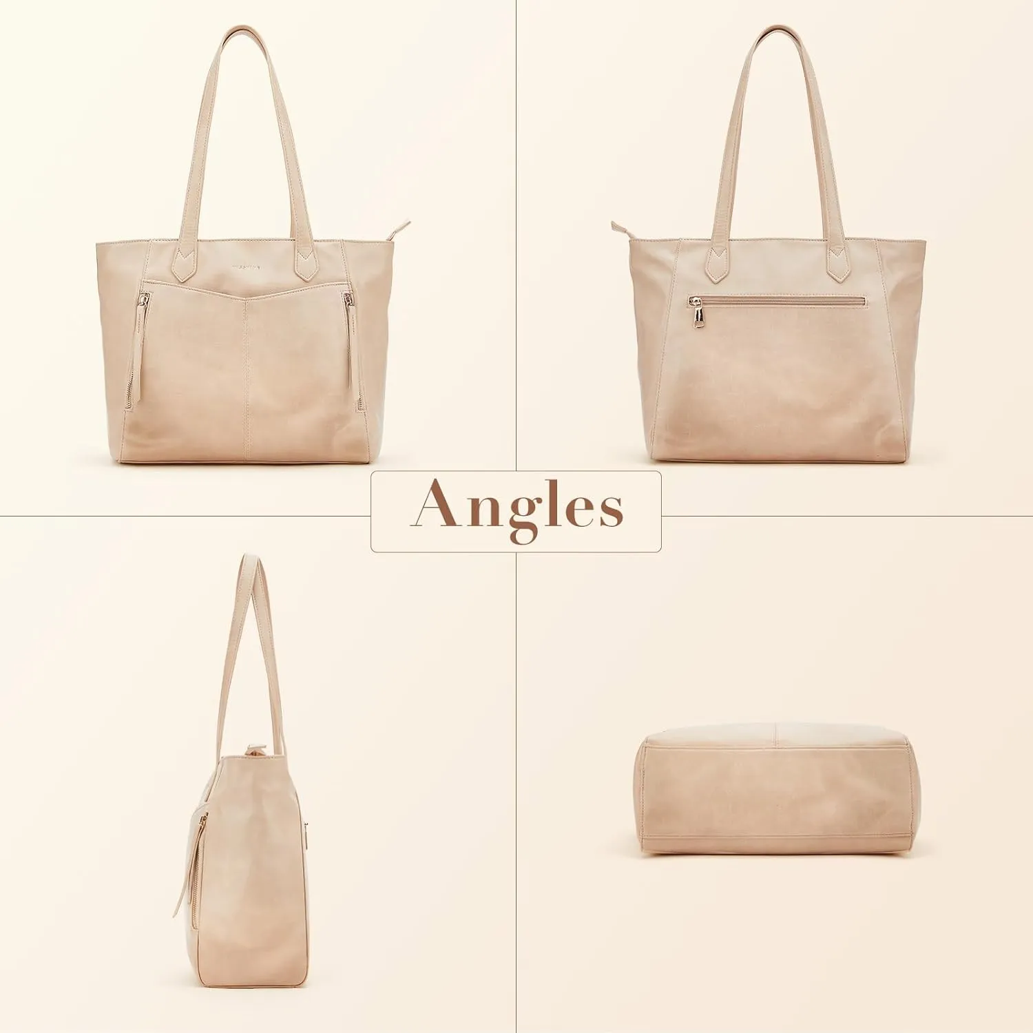Missnine Tote Bag for Women with Zipper, Leather Purse and Handbags, Ladies Top-handle Shoulder Bags for Work, Casual, Travel