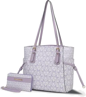 MKF Collection Women's Tote Bag & Wallet, Monogram Vegan Leather 2Pcs Handbag Purse Set by Mia K