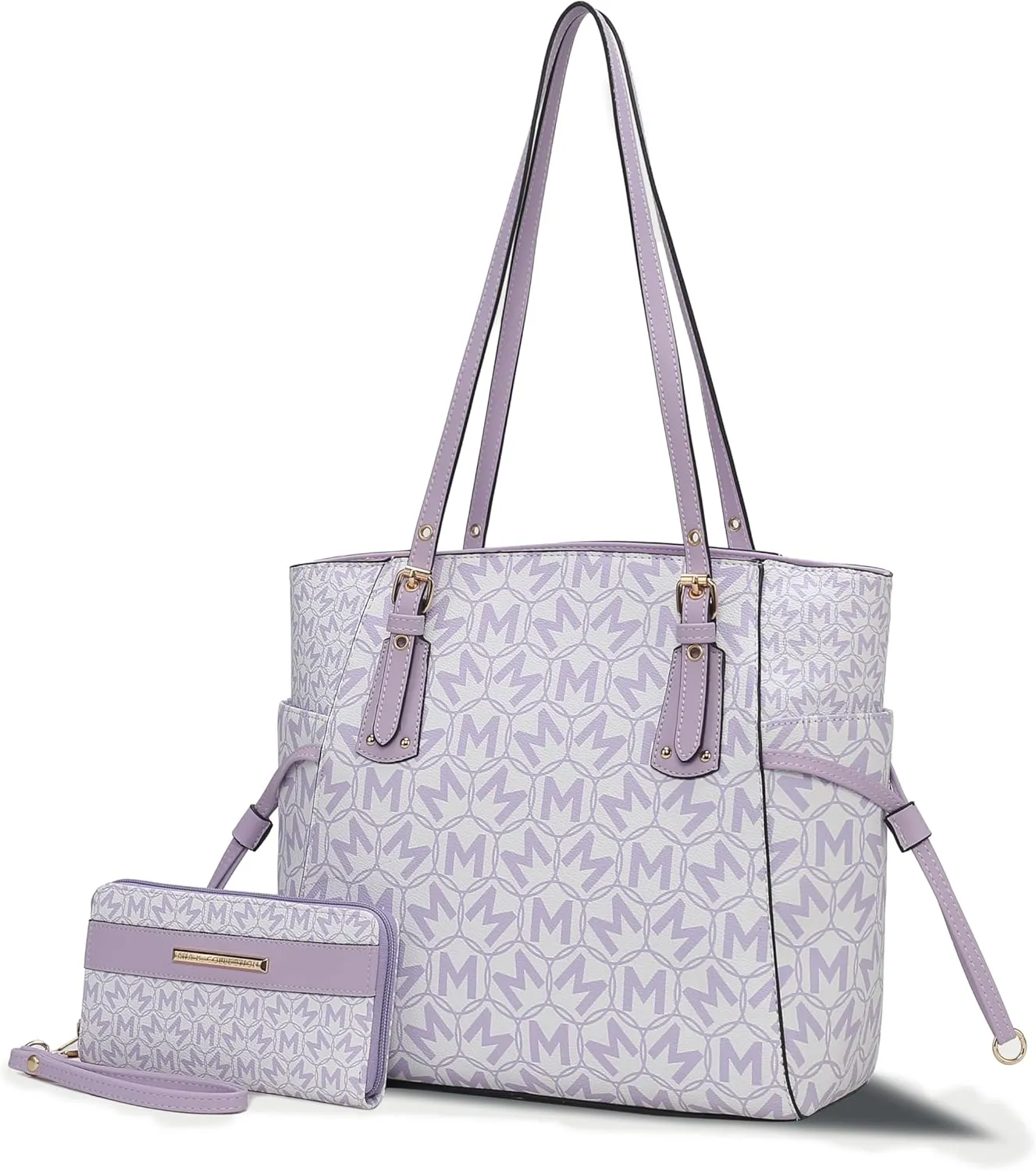 MKF Collection Women's Tote Bag & Wallet, Monogram Vegan Leather 2Pcs Handbag Purse Set by Mia K