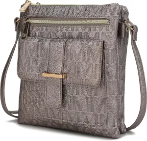 MKF Crossbody Bag for Women – PU Leather Pocketbook Handbag Triple Compartment Messenger Purse – Shoulder Strap