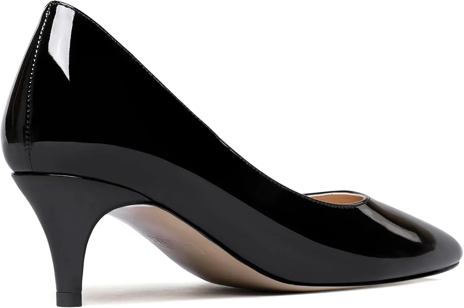 MODENCOCO Women's Round Toe Slip On Patent Leather Kitten Low Heel Pumps Shoes for Business Office Work 2 Inch