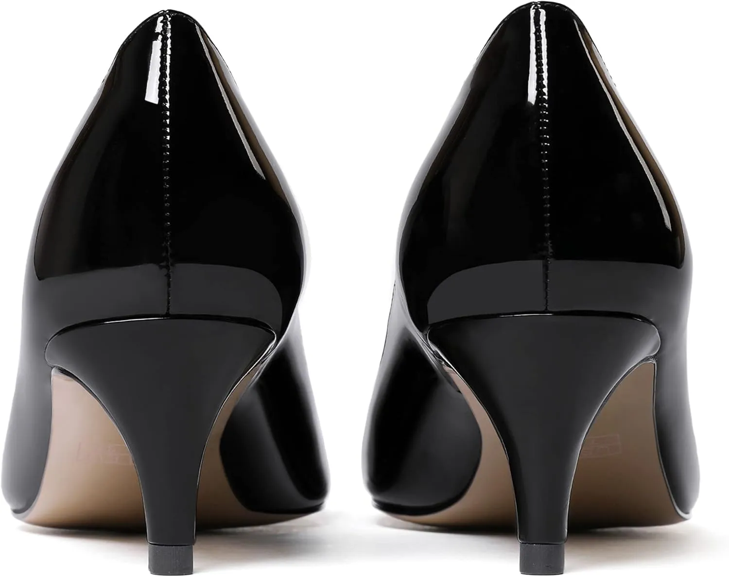 MODENCOCO Women's Round Toe Slip On Patent Leather Kitten Low Heel Pumps Shoes for Business Office Work 2 Inch