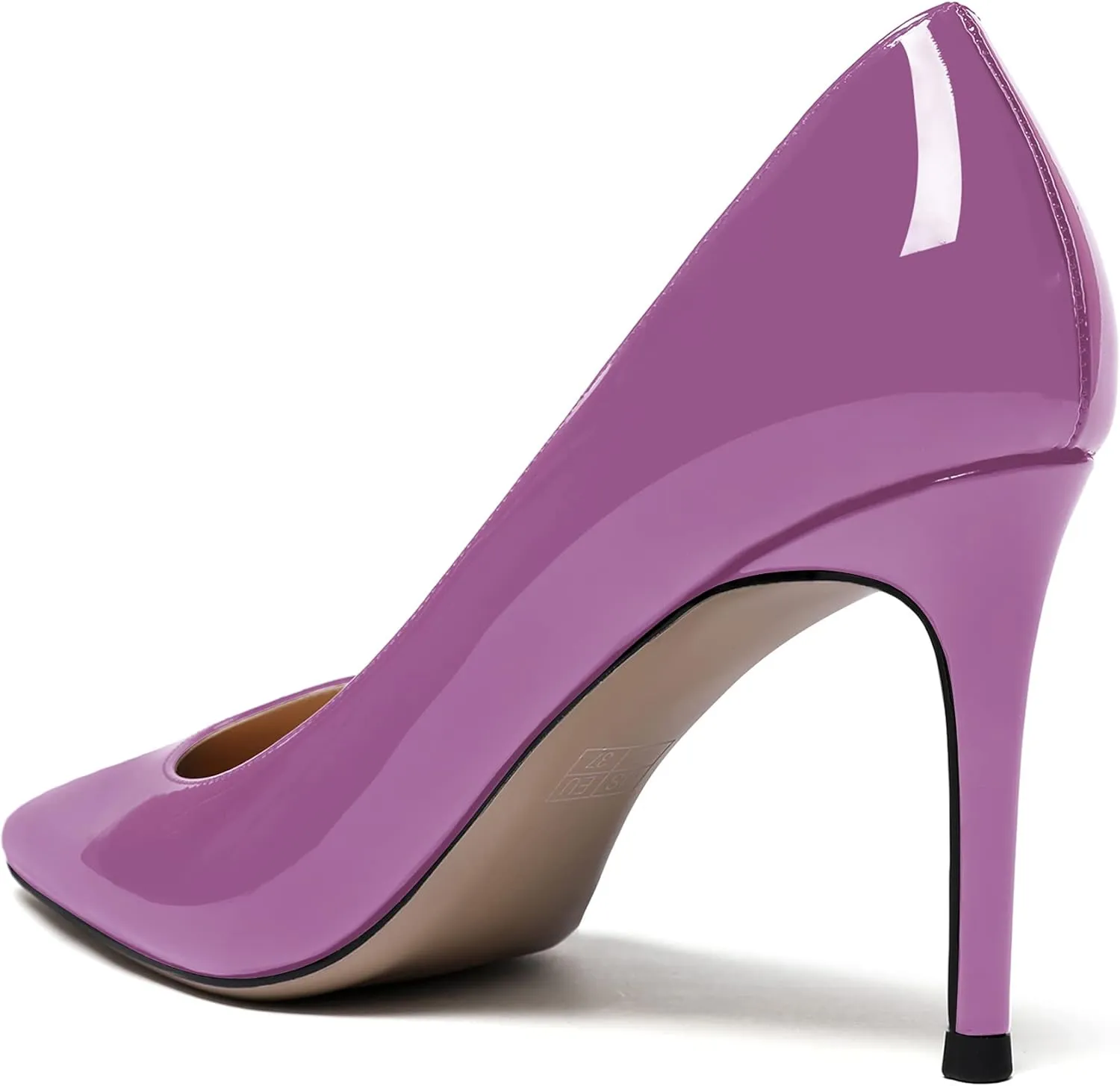 MODENCOCO Women's Solid Slip On Pointed Toe Patent Leather Stiletto High Heel Pumps Sexy Court Shoes 3.5 Inch