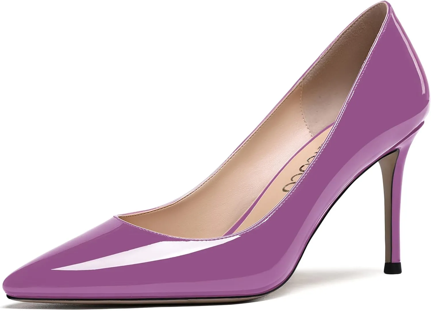 MODENCOCO Women's Solid Slip On Pointed Toe Patent Leather Stiletto High Heel Pumps Sexy Court Shoes 3.5 Inch