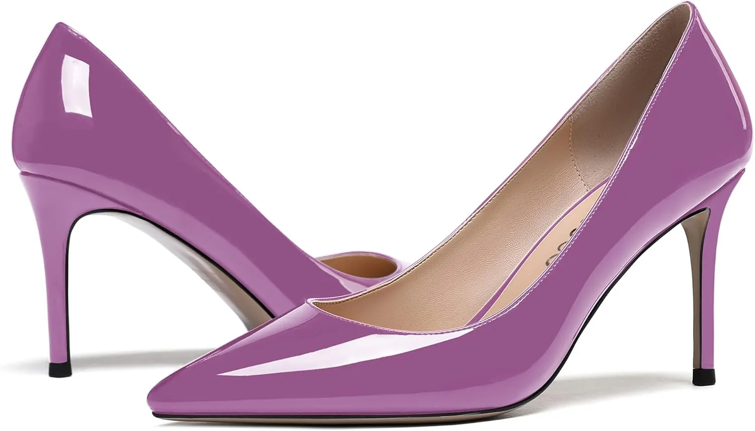 MODENCOCO Women's Solid Slip On Pointed Toe Patent Leather Stiletto High Heel Pumps Sexy Court Shoes 3.5 Inch