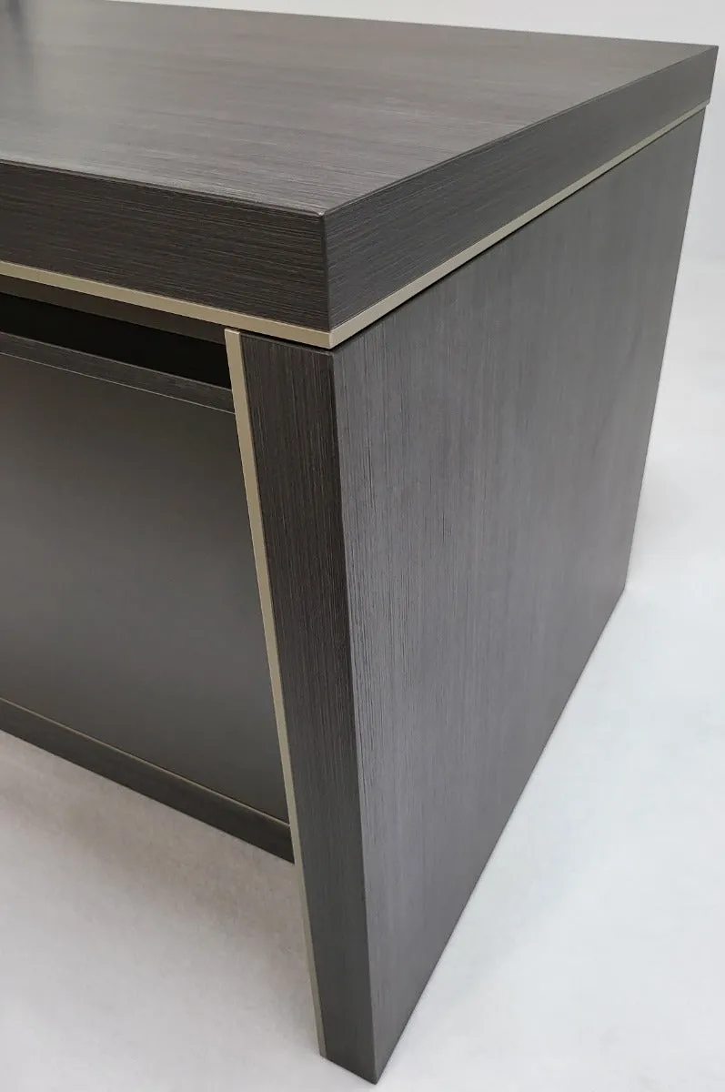 Modern Grey Oak Corner Executive Office Desk with Built in Storage - 1600mm & 1800mm - BWJ-HD04