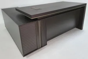 Modern Grey Oak Corner Executive Office Desk with Built in Storage - 2000mm - BWJ-HD03