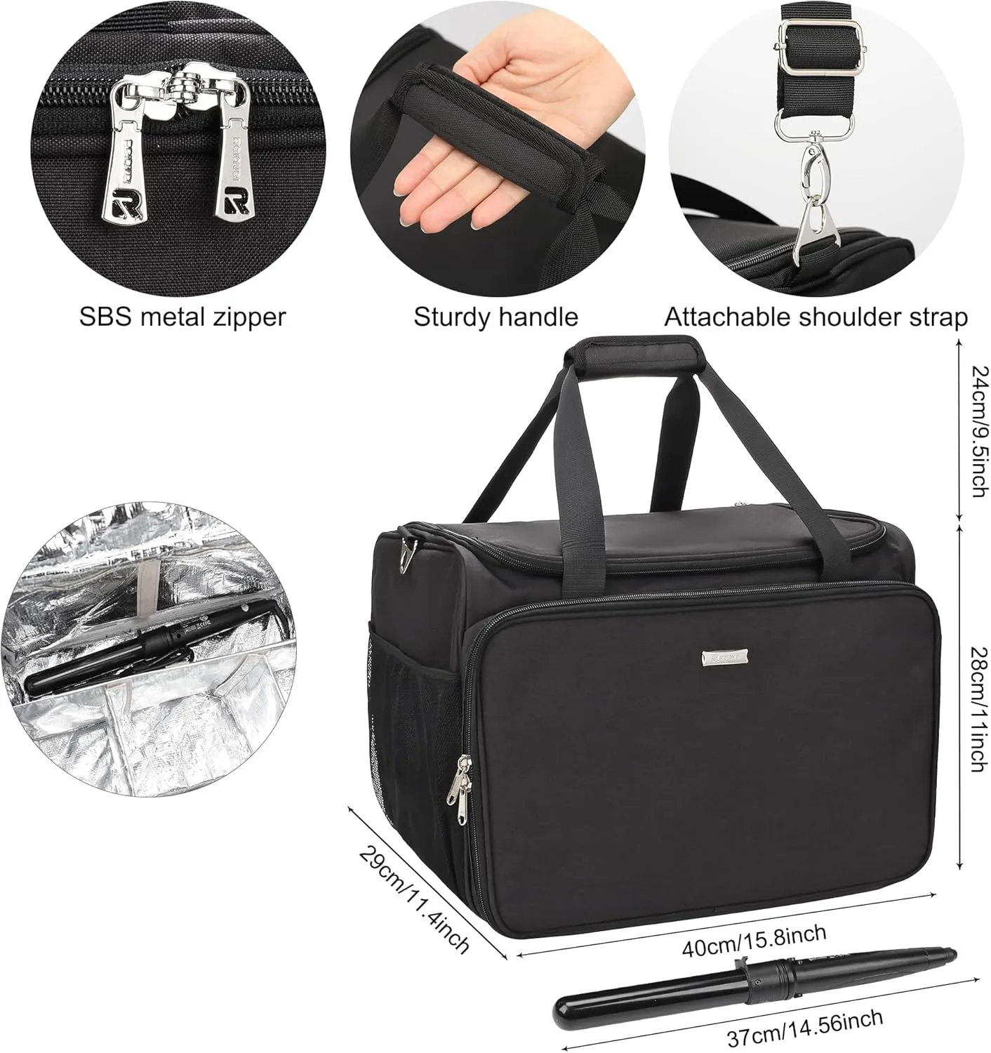 MONSTINA Professional Hairdressing Bag with 4 small bag, Toiletry Travel Bag, Cosmetics Beauty Hairdresser Bag with Shoulder Strap, Hair Makeup Salon Organizer Bag for Barber Insulation Material
