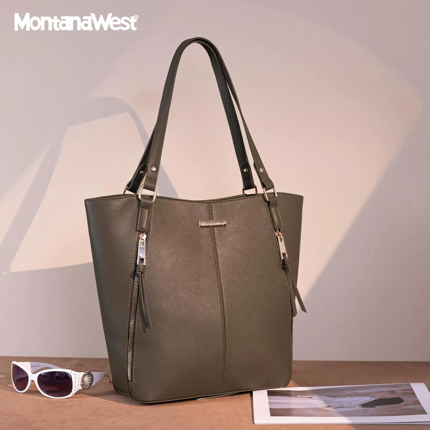 Montana West Tote Bag for Women Handbag Shoulder Top-handle Purses with Zipper