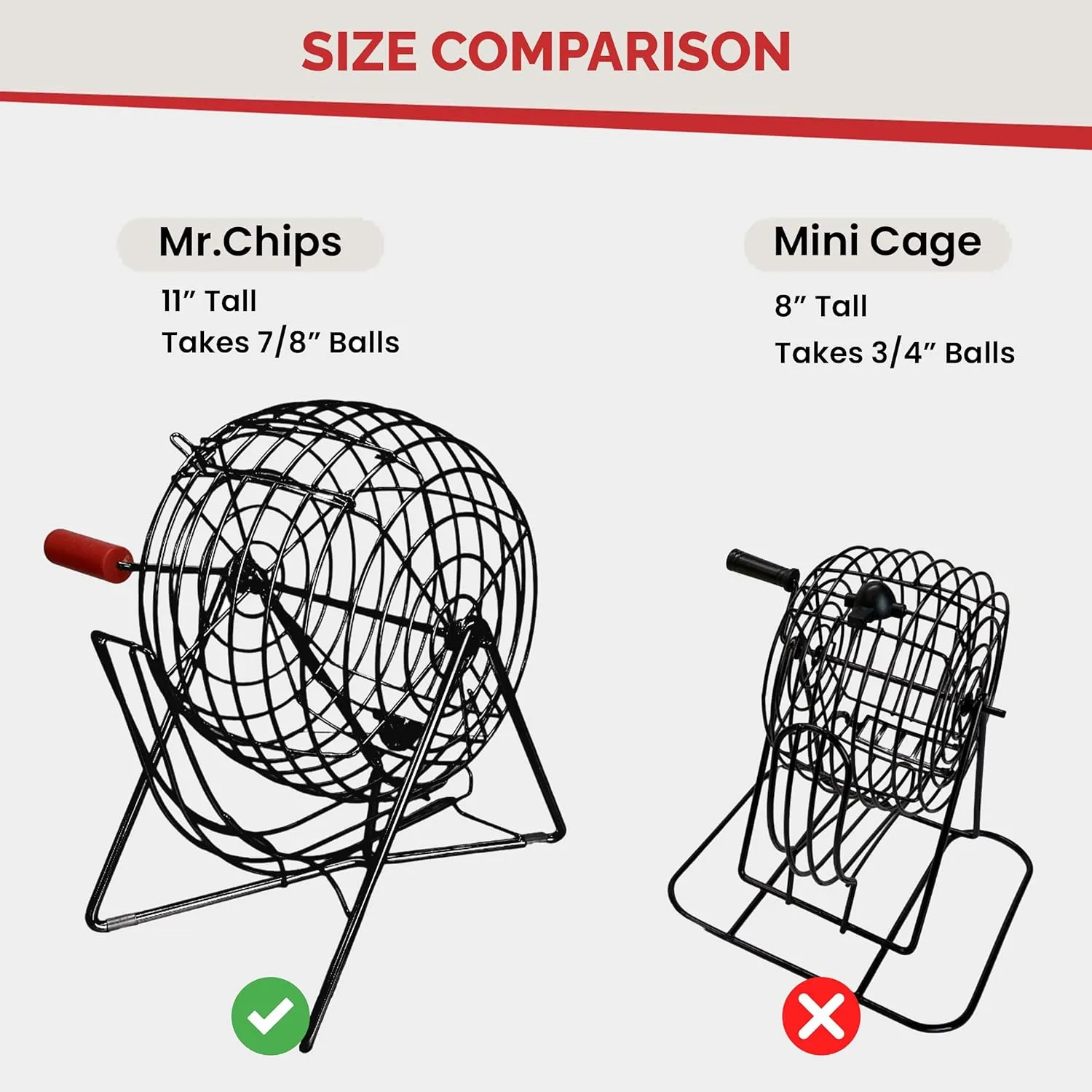 MR CHIPS 11" (Inch) Tall Professional Bingo Set with Steel Cage, Everlasting 7/8” Balls, Master Board for Balls - Mysterious Black Color