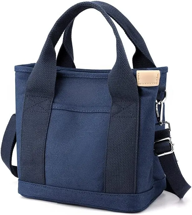 Multi-Compartment Canvas Tote Bag, Large Capacity for Umbrella/Phone/Wallet/Perfume, Minimalist & Portable