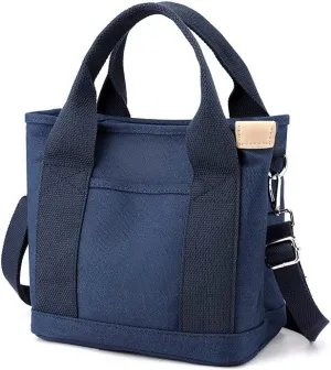 Multi-Compartment Canvas Tote Bag, Large Capacity for Umbrella/Phone/Wallet/Perfume, Minimalist & Portable