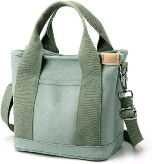 Multi-Compartment Canvas Tote Bag, Large Capacity for Umbrella/Phone/Wallet/Perfume, Minimalist & Portable