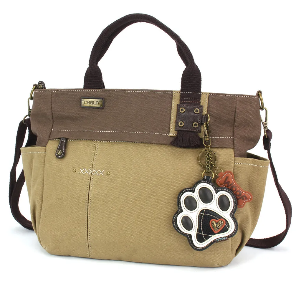 Multi Pocket Tote - Paw Print B&W