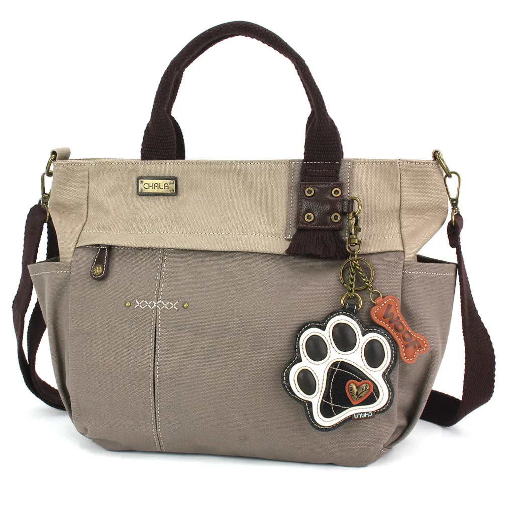 Multi Pocket Tote - Paw Print B&W