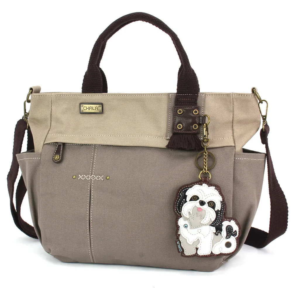 Multi Pocket Tote - Shih Tzu White