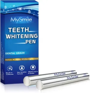 MySmile Teeth Whitening Pen 30  Treatment Enamel Safe Tooth Whitening Gel for Teeth Sensitive-10 Min Fast Whitening Teeth-Helps to Remove Stains from Coffee, Smoking, Wines-Mint Flavor