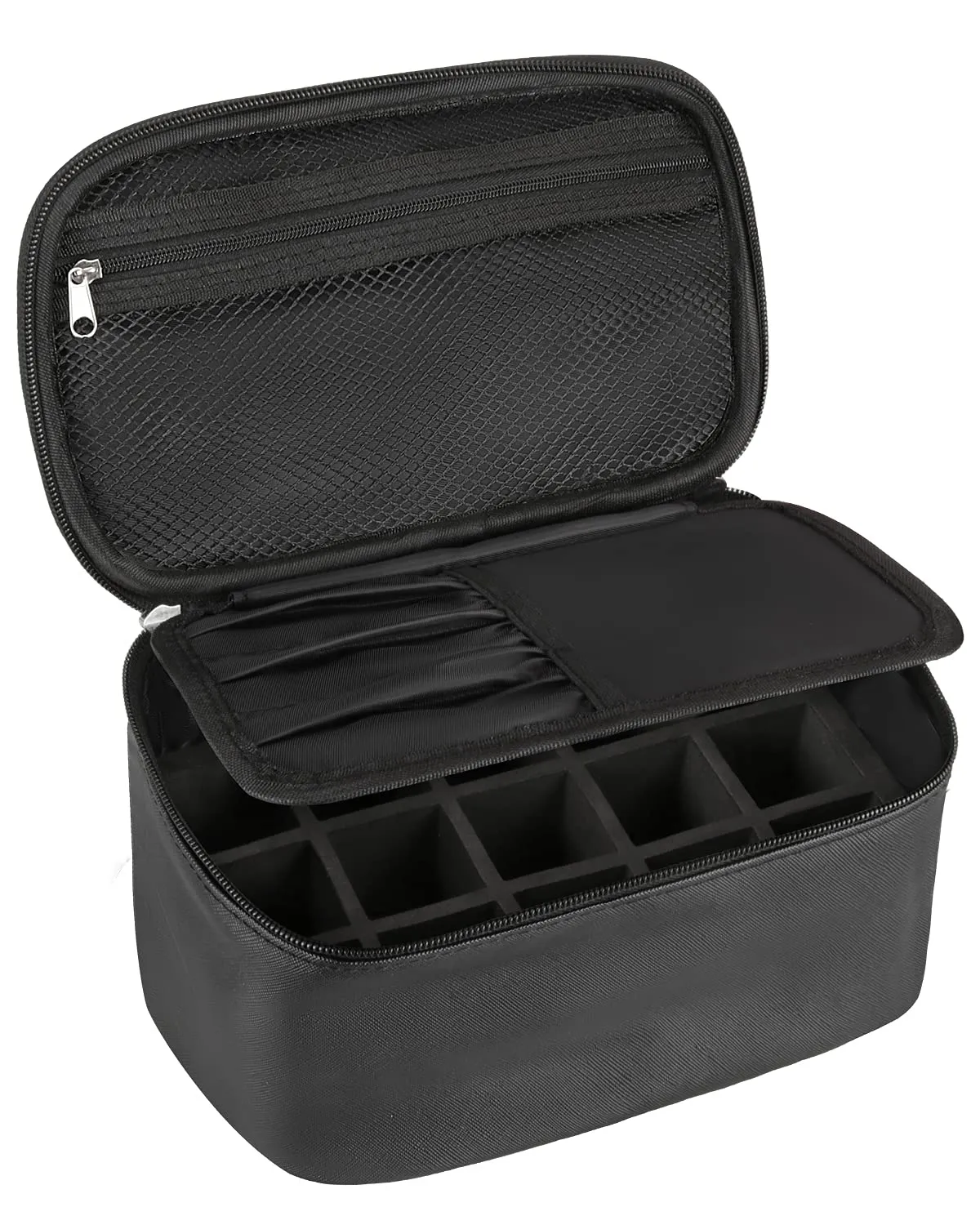 Nail Art Set Organizer - Travel Case, Holder With Compartment, Manicure Set Accessories - Gift for Women (Black)