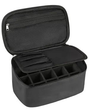 Nail Art Set Organizer - Travel Case, Holder With Compartment, Manicure Set Accessories - Gift for Women (Black)