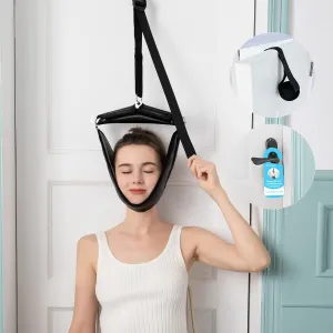 Neck Stretcher Cervical Traction Device for Home Use - Portable Neck Traction Device for Neck Pain - Over The Door Cervical Neck Traction Device for Decompression Home Physical Therapy, Black