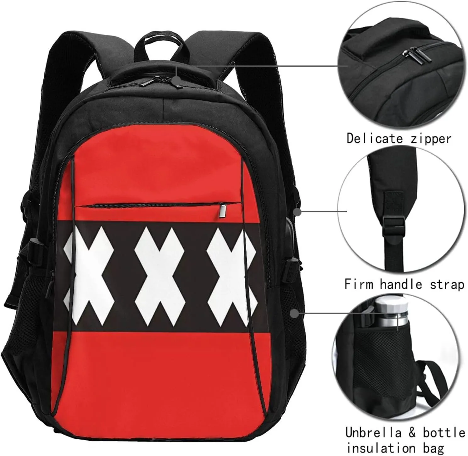 Netherlands Holland Flag Travel Backpacks Casual Backpack Large Capacity Laptop Rucksack Luggage Daypacks with USB Charging Port Multi-Pockets Bags for Hiking