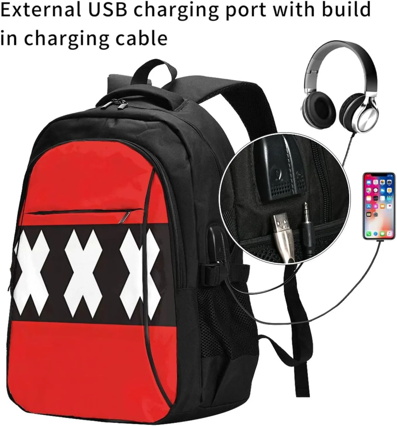 Netherlands Holland Flag Travel Backpacks Casual Backpack Large Capacity Laptop Rucksack Luggage Daypacks with USB Charging Port Multi-Pockets Bags for Hiking