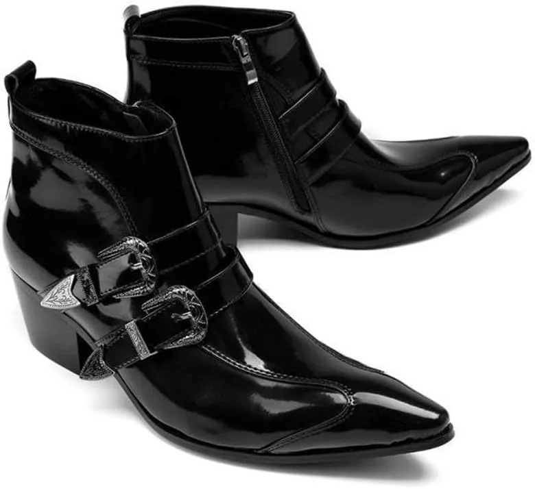 NEW Ankle Boots For Men Zip Pointed Boots for Men Club Business Show Holiday Office For Party Pure Leather The First Layer Of Cowhide