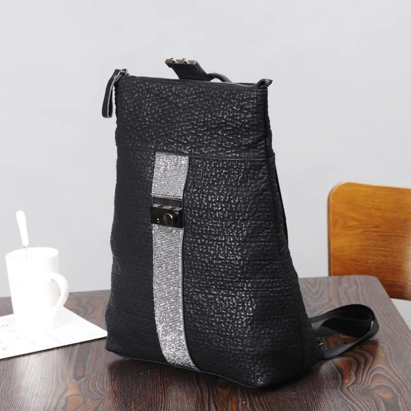 New Diamond Leather Women Anti Theft Backpack