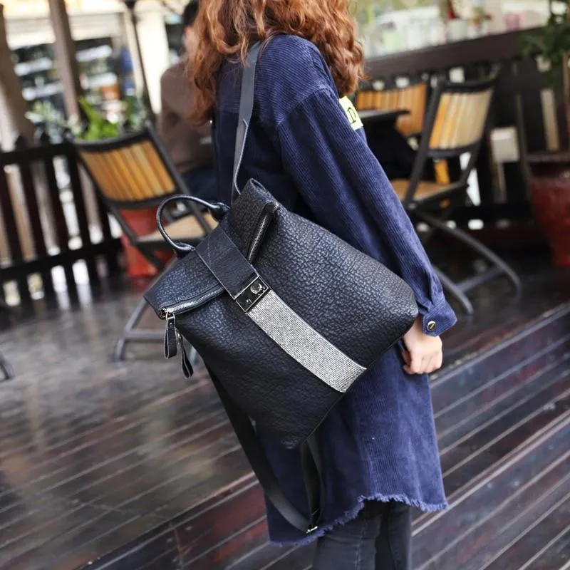 New Diamond Leather Women Anti Theft Backpack