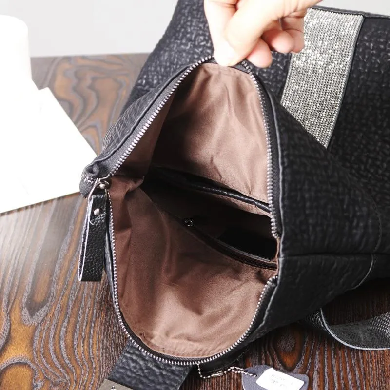 New Diamond Leather Women Anti Theft Backpack