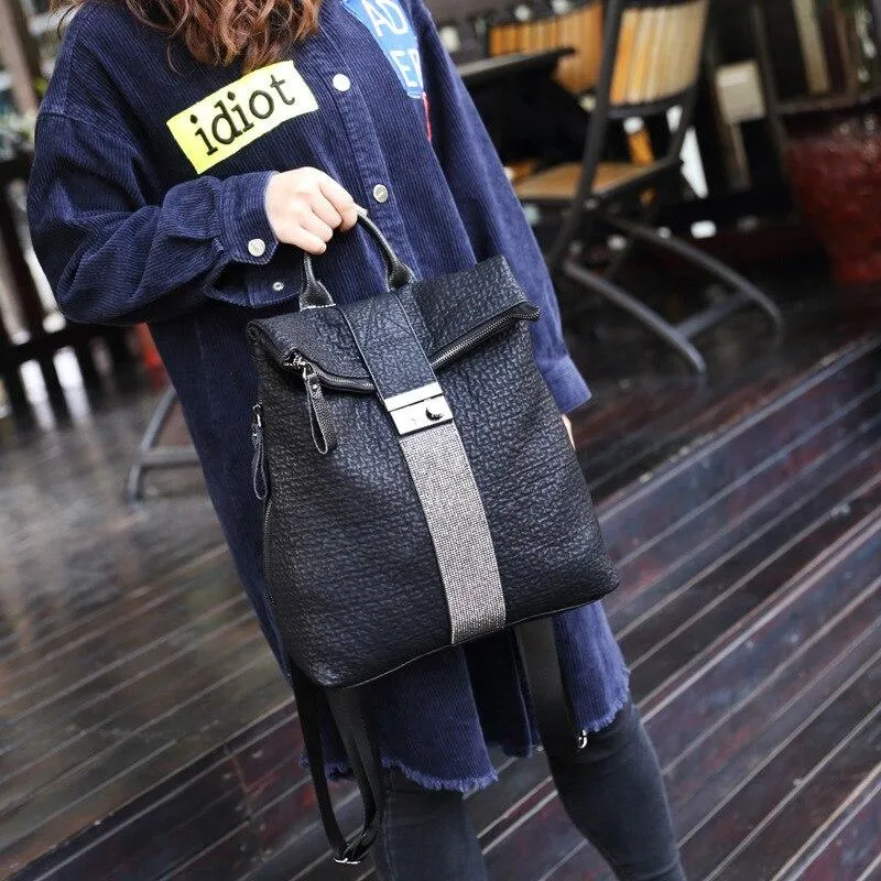 New Diamond Leather Women Anti Theft Backpack