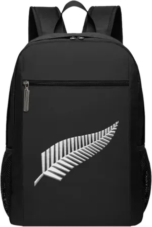New Zealand Maori Fern Travel Laptop Backpack, Business Anti Theft Slim Sturdy Laptops Backpacks, College Computer Bag Gift for Men & Women Fits 17 Inch Notebook,Black