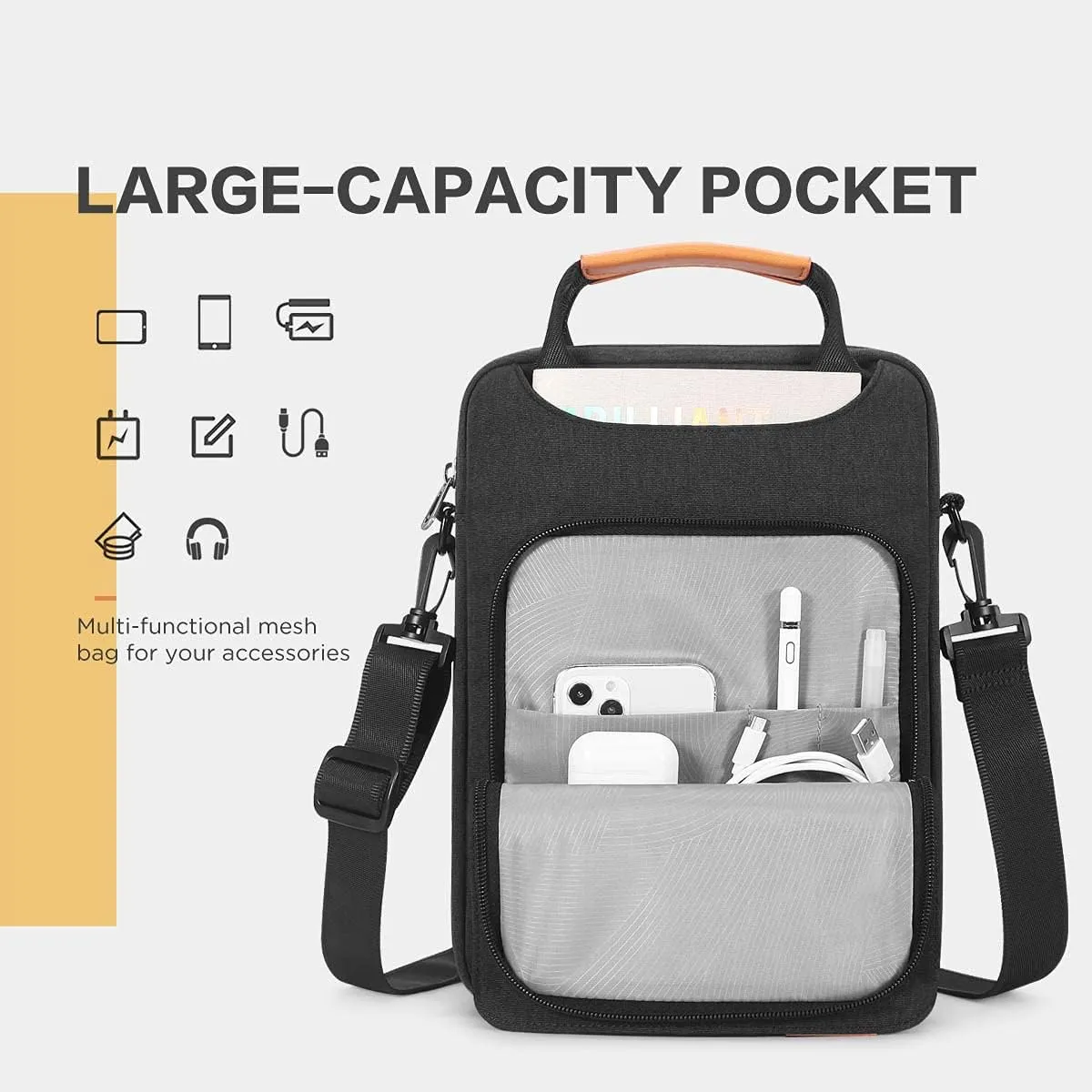 NIDOO Tablet Bag 10 inch Laptop Carrying Case 11 inch Shoulder Computer Sleeve for 11" iPad Air M3 M2/ 11" iPad 2025/ iPad Pro M4 M2/ 10.9" iPad Air Gen 4 5/10.6" Lenovo 10.5" Samsung with Handle