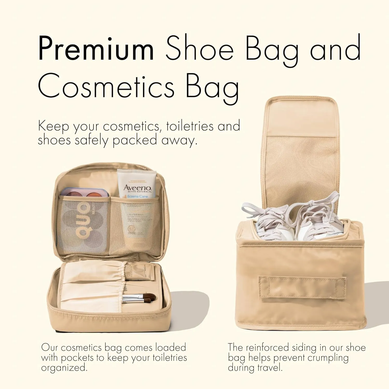 (Not Made In China) 8 Set Packing Cubes For Travel, Luggage and Suitcase Organizer Bags, Cruise Ship Essentials, TSA and Airline Approved Travel Accessories (Cream)