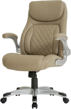 Nouhaus  Posture Ergonomic PU Leather Office Chair. Click5 Lumbar Support with FlipAdjust Armrests. Modern Executive Chair and Computer Desk Chair (Taupe)