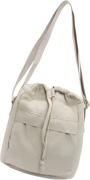 Nylon bucket style shoulder bag for daily commuting and travel with adjustable strap, Beige, as the pic show, Beige, as the pic show