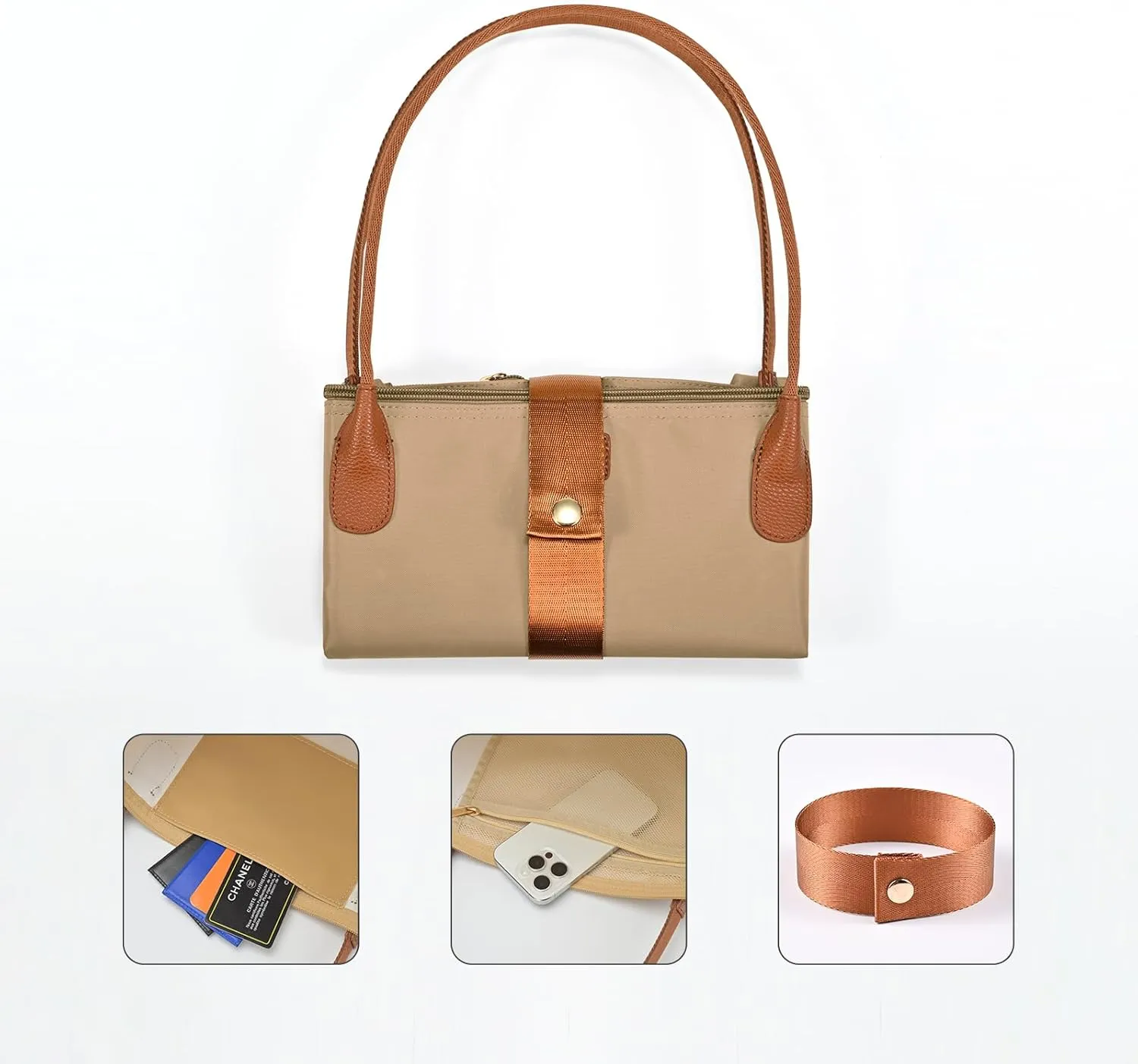 Nylon Tote Bag for Women, Large Foldable Weekend Hobo Purses for Women, Shoulder Tote Handbags with Zipper
