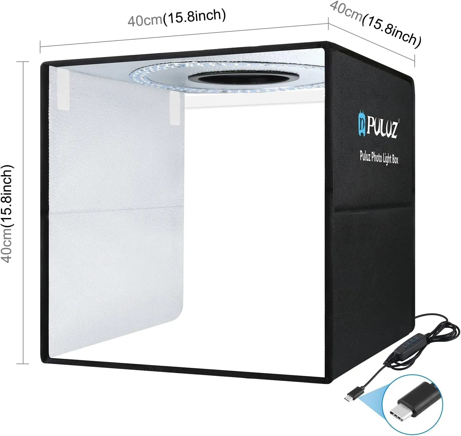OBEST 16"x16"/40cm Light Box Photography, Portable Photo Studio Box for Small Product Photography, High CRI＞95 6500K 20W with 6PVC Backdrops & Diffuse Cloth & 112 LED Lights Dimmable (White,Soft,Warm…