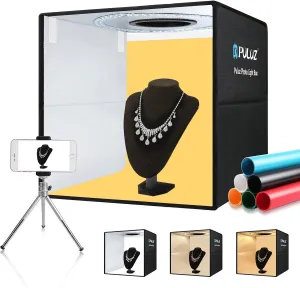 OBEST 16"x16"/40cm Light Box Photography, Portable Photo Studio Box for Small Product Photography, High CRI＞95 6500K 20W with 6PVC Backdrops & Diffuse Cloth & 112 LED Lights Dimmable (White,Soft,Warm…