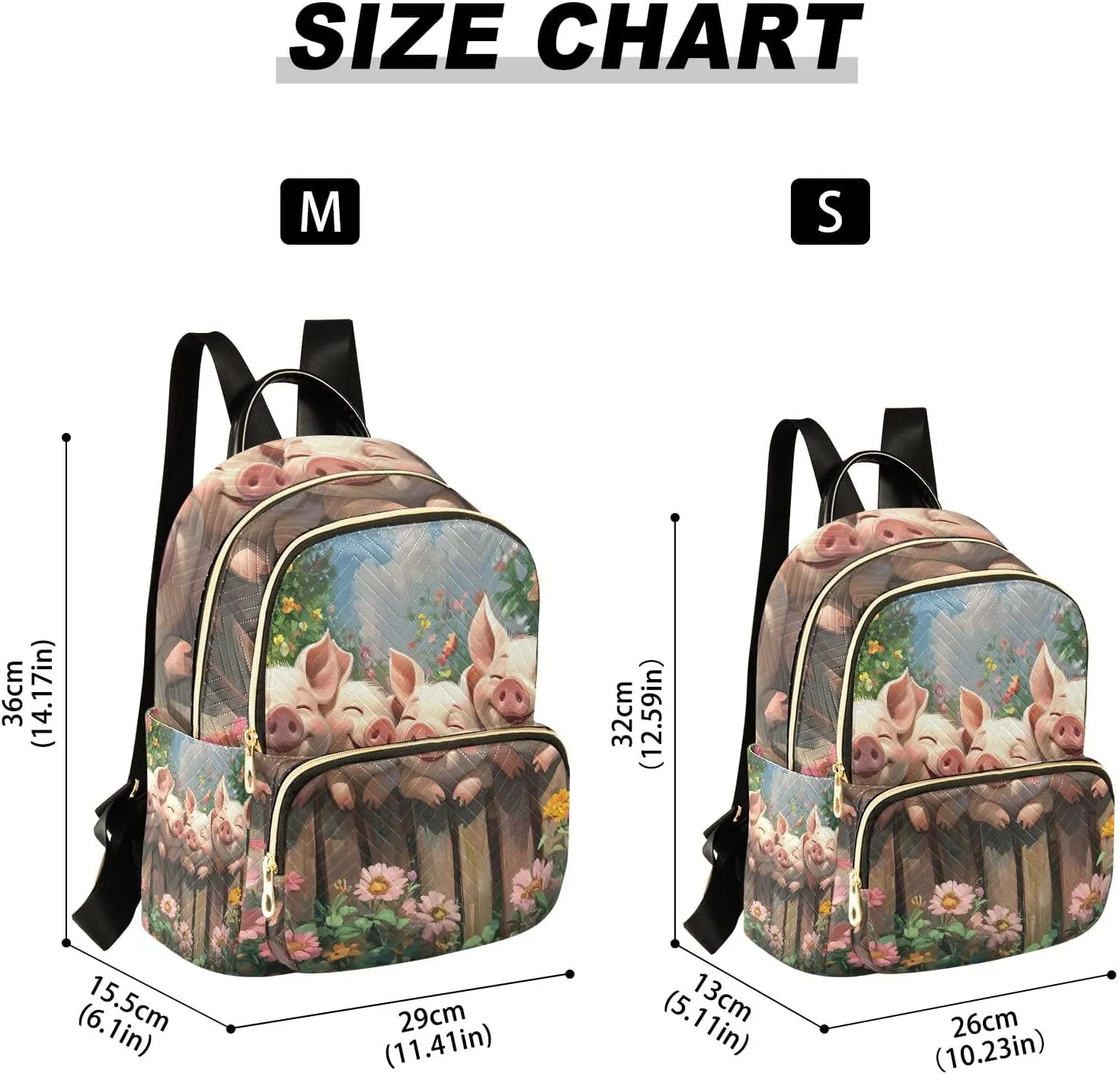 ODAWA Cute Pigs Cartoon Quilted Backpack Women Mini Backpack Backpack with Luggage Strap